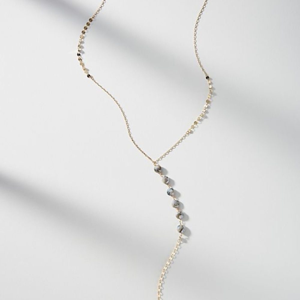 Anthropologie Nika 14K Gold Sparkle Y-Necklace NWT